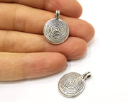 4 Spiral Charms Antique Silver Plated Charms (25x17mm)  G16533