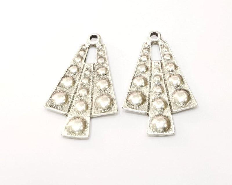 2 Silver Charms Antique Silver Plated Charms (42x25mm)  G16537