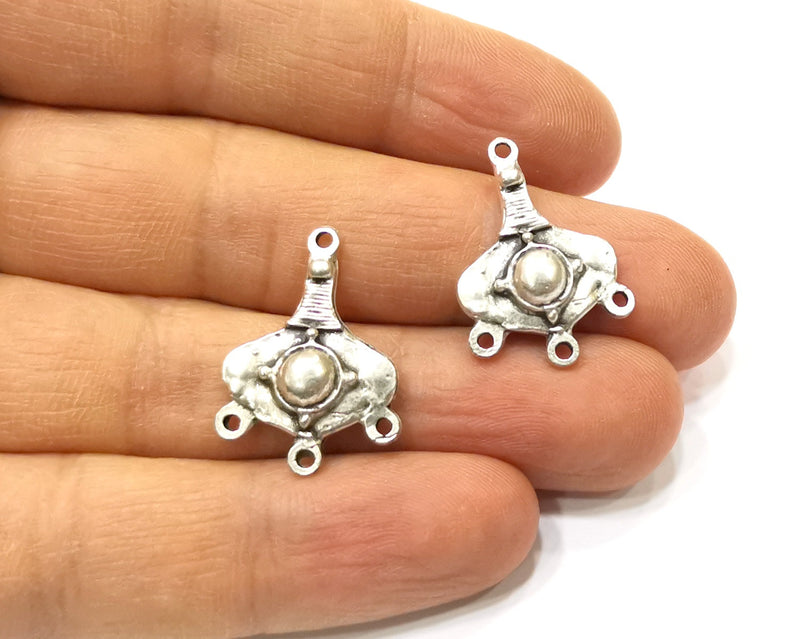 6 Silver Charms Connector Antique Silver Plated Charms (25x17mm)  G16542