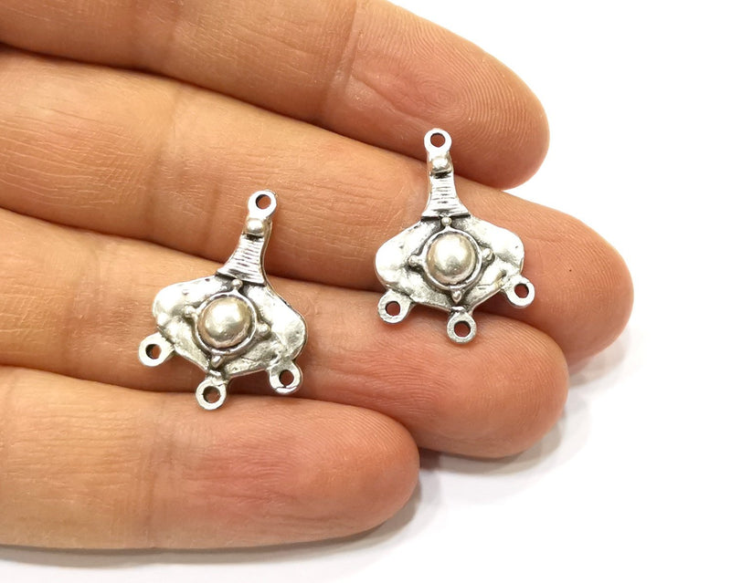 6 Silver Charms Connector Antique Silver Plated Charms (25x17mm)  G16542