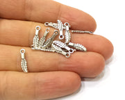 20 Leaf Charms Antique Silver Plated Charms (15x4mm)  G16543