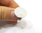 Ring Blank Setting Hammered Ring Base Bezel Ring Backs Glass Cabochon Mounting Adjustable Antique Silver Plated Ring (20mm ) G16548