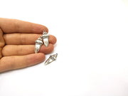 6 Silver Charms Antique Silver Plated Charms (28x12mm)  G16550