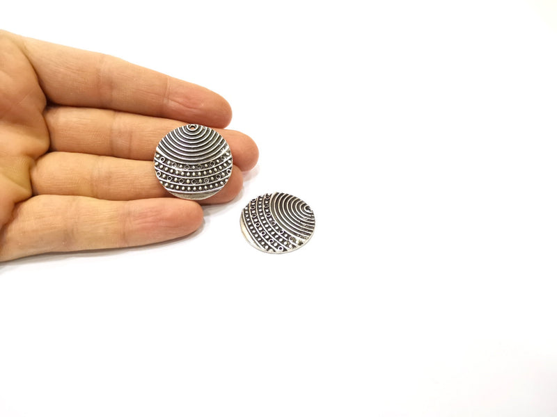 2 Silver Charms Antique Silver Plated Charms (30mm)  G16553