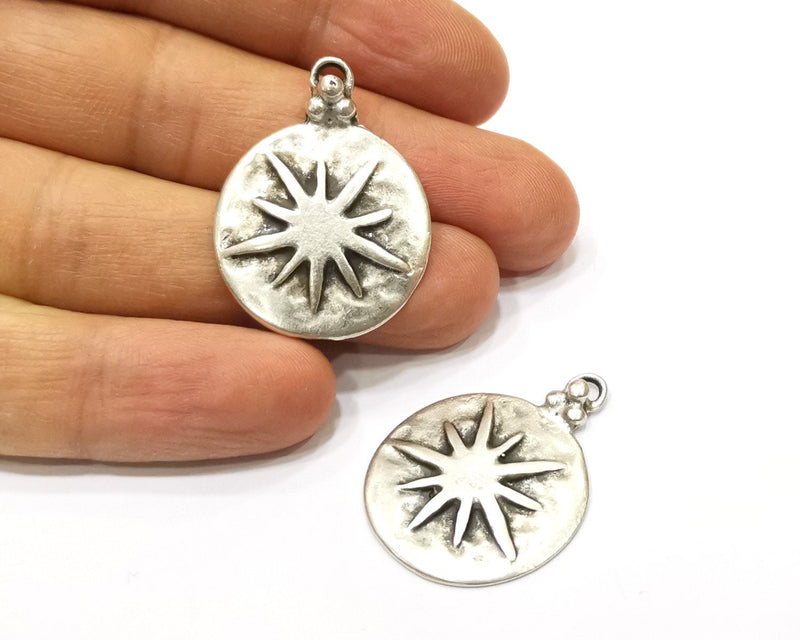 2 Silver Charms Antique Silver Plated Charms (34x26mm)  G16554