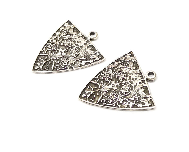 2 Silver Charms Antique Silver Plated Charms (36x33mm)  G16555