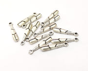8 Silver Charms Antique Silver Plated Charms (26x5mm)  G16556