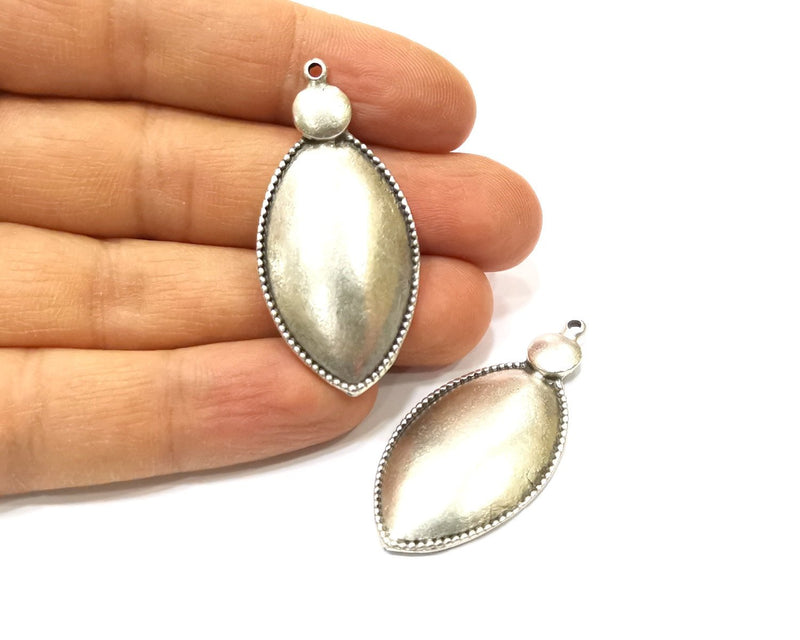 2 Silver Charms Antique Silver Plated Charms (46x22mm)  G16558