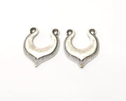 2 Silver Charms Antique Silver Plated Charms (31x25mm)  G16560