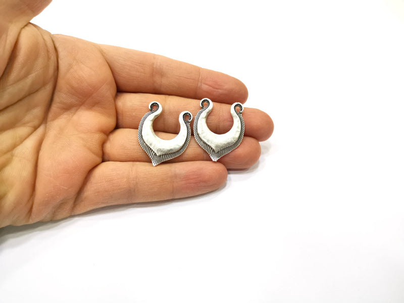 2 Silver Charms Antique Silver Plated Charms (31x25mm)  G16560