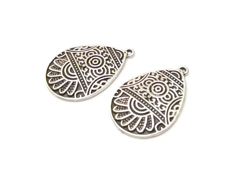 10 Silver Charms Antique Silver Plated Charms (35x25mm)  G17126