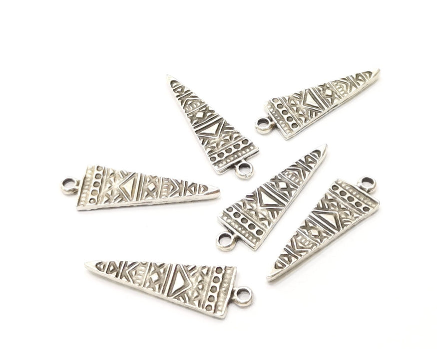 8 Silver Charms Antique Silver Plated Charms Double sided (29x9mm)  G16563