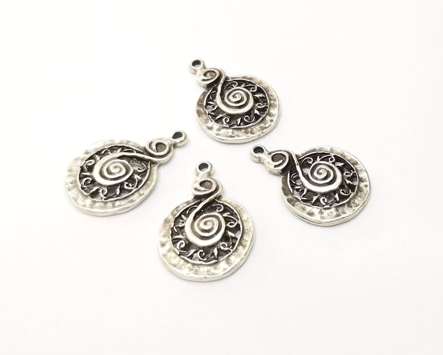 4 Silver Charms Antique Silver Plated Charms (26x18mm)  G16564