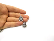 4 Silver Charms Antique Silver Plated Charms (26x18mm)  G19546