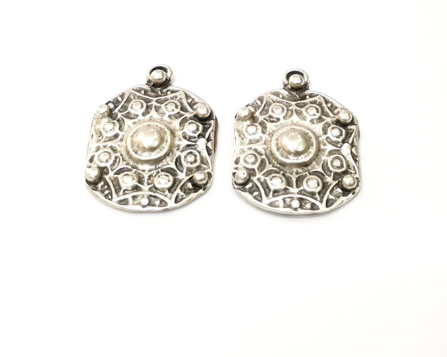 2 Silver Charms Antique Silver Plated Charms (36x25mm)  G17552