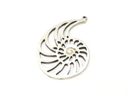 2 Ammonite Charms Antique Silver Plated Charms (50x34mm)  G16570