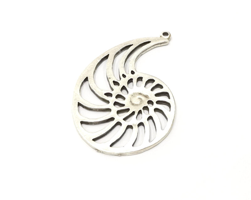 2 Ammonite Charms Antique Silver Plated Charms (50x34mm)  G16570