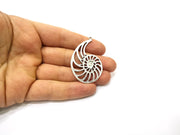 2 Ammonite Charms Antique Silver Plated Charms (50x34mm)  G16570