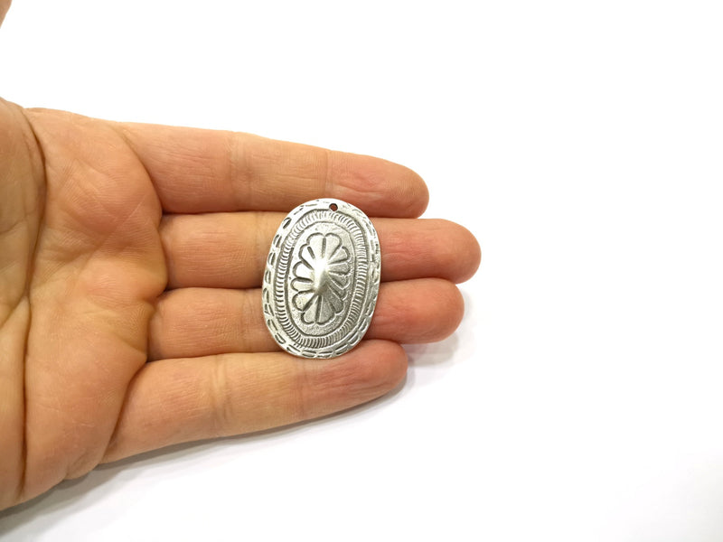 2 Silver Charms Antique Silver Plated Charms (39x28mm)  G16571