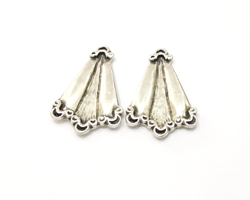 2 Silver Charms Antique Silver Plated Charms (40x25mm)  G16572