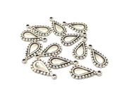 10 Teardrop Charms Antique Silver Plated Charms Double sided (20x10mm)  G16583