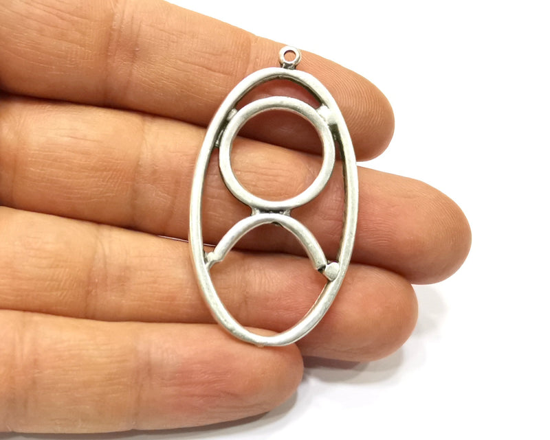 2 Silver Charms Antique Silver Plated Charms (50x27mm)  G16584