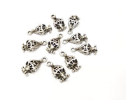 10 Silver Charms Antique Silver Plated Charms (18x8mm)  G16589