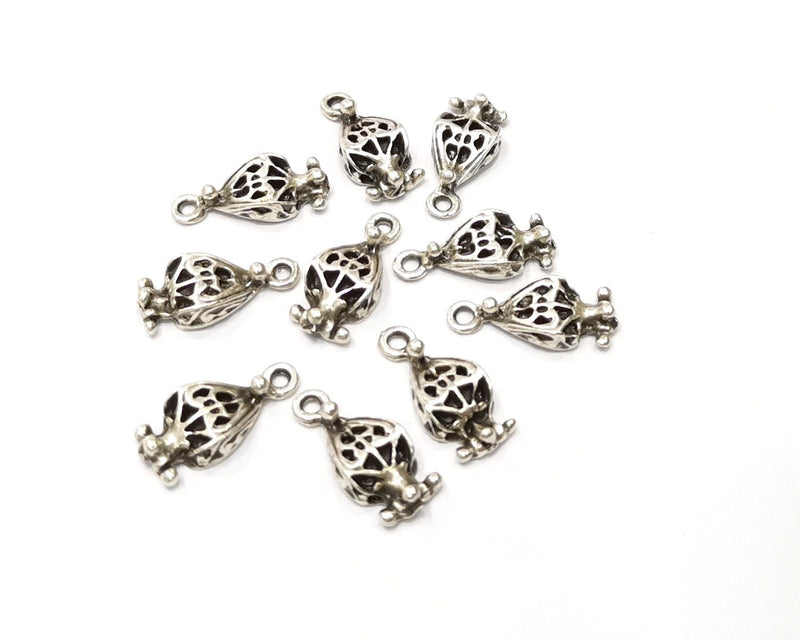 10 Silver Charms Antique Silver Plated Charms (18x8mm)  G16589