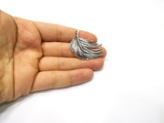 2 Leaf Charms Antique Silver Plated Charms (43x31mm)  G16596