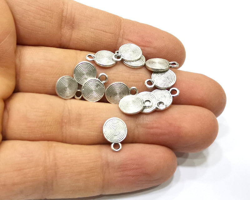 20 Silver Charms Antique Silver Plated Charms Double sided (11x8mm)  G16597