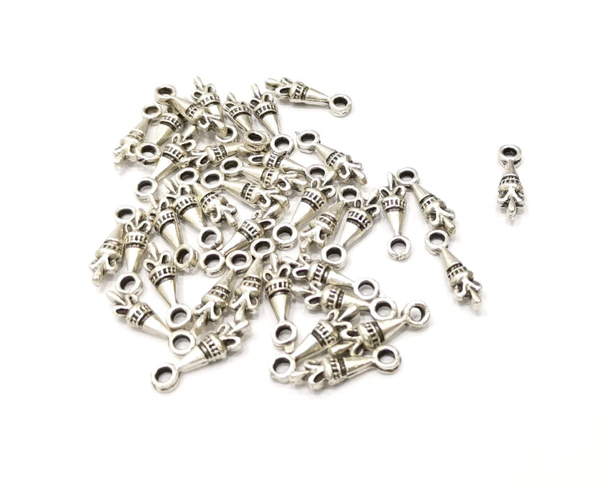 20 Silver Charms Antique Silver Plated Charms Double sided (16x4mm)  G16600