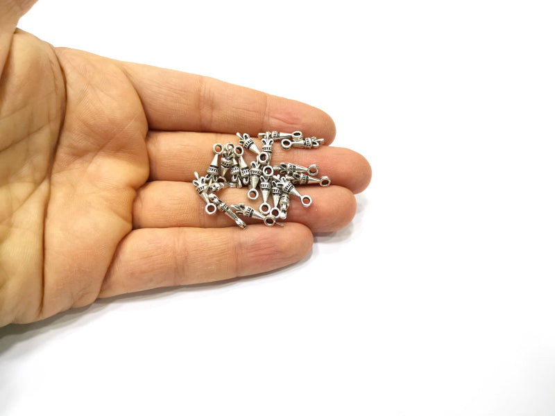 20 Silver Charms Antique Silver Plated Charms Double sided (16x4mm)  G16600