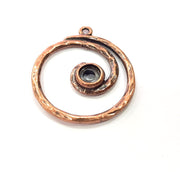 2 Circle Charm Antique Copper Charm Antique Copper Plated Metal (34mm) G15709