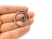2 Circle Charm Antique Copper Charm Antique Copper Plated Metal (34mm) G15709