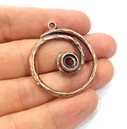 2 Circle Charm Antique Copper Charm Antique Copper Plated Metal (34mm) G15709