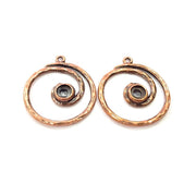 2 Circle Charm Antique Copper Charm Antique Copper Plated Metal (34mm) G15709