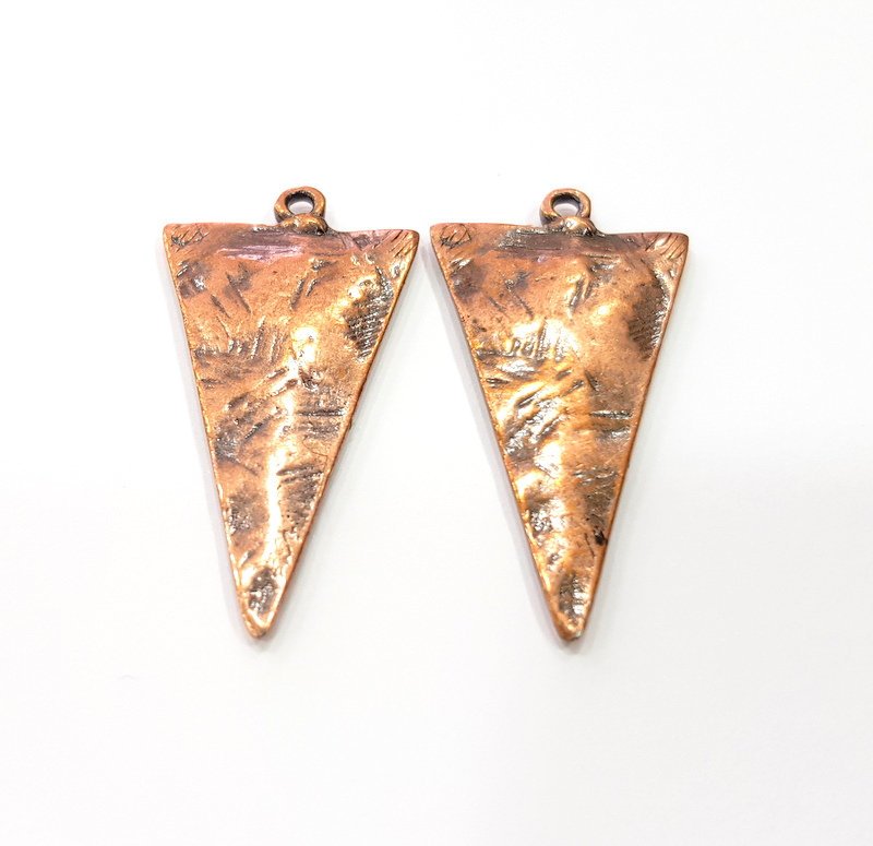 2 Triangle Charm Antique Copper Charm Antique Copper Plated Metal (45x23mm) G15713