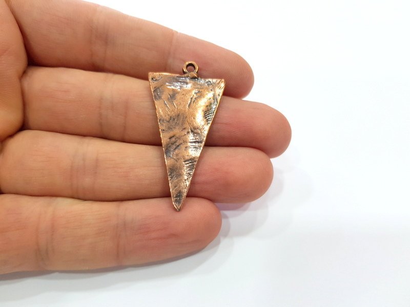 2 Triangle Charm Antique Copper Charm Antique Copper Plated Metal (45x23mm) G15713