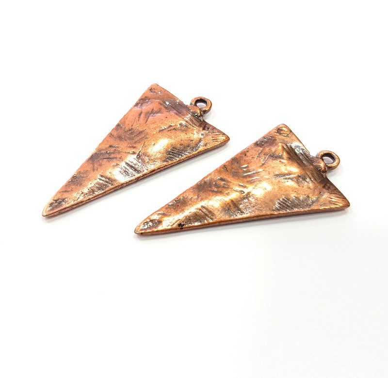 2 Triangle Charm Antique Copper Charm Antique Copper Plated Metal (45x23mm) G15713