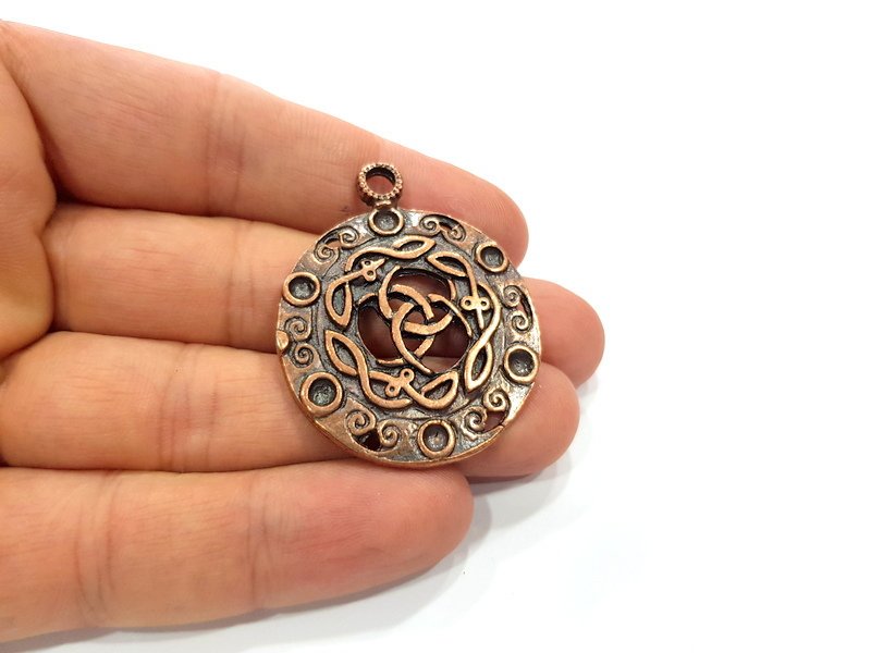 Antique Copper Pendant Antique Copper Plated Metal (36mm) G15724