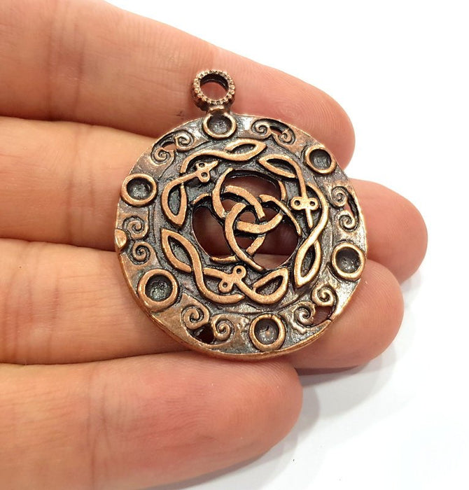 Antique Copper Pendant Antique Copper Plated Metal (36mm) G15724