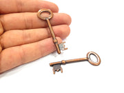2 Key Charm Antique Copper Charm Antique Copper Plated Metal (56x18mm) G15729
