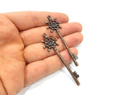 2 Key Charm Antique Copper Charm Antique Copper Plated Metal (70x20mm) G15730