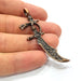 2 Sword Charm Antique Copper Charm Antique Copper Plated Metal (64x21mm) G15731