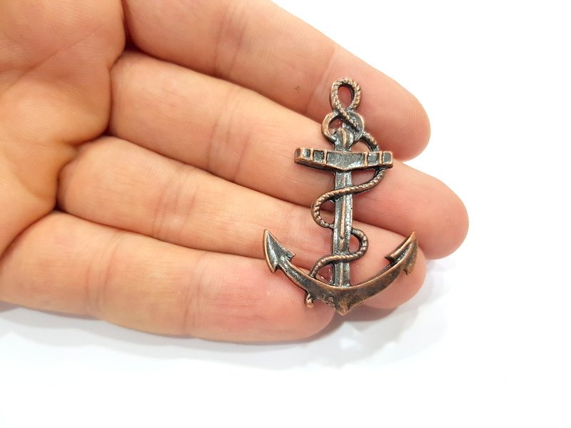 2 Anchor Charm Antique Copper Charm Antique Copper Plated Metal (49x30mm) G15735