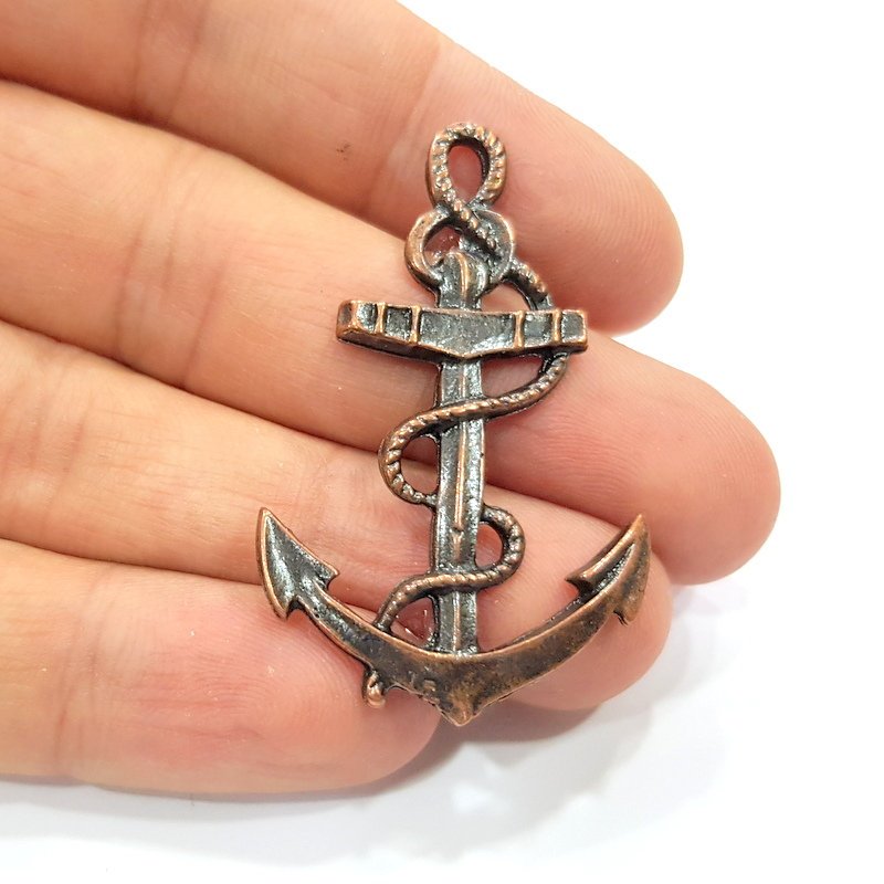 2 Anchor Charm Antique Copper Charm Antique Copper Plated Metal (49x30mm) G15735