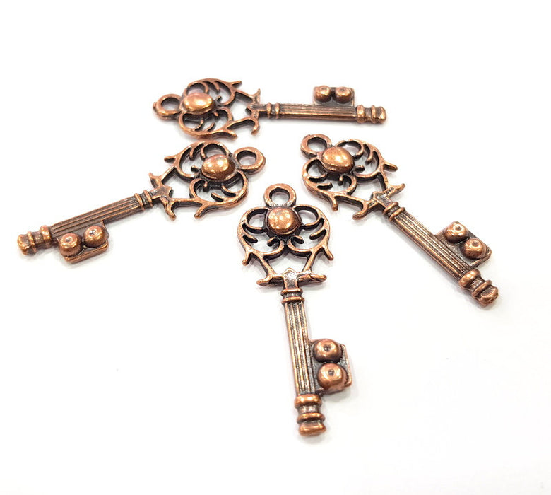 4 Key Charm Antique Copper Charm Antique Copper Plated Metal (45x16mm) G15739