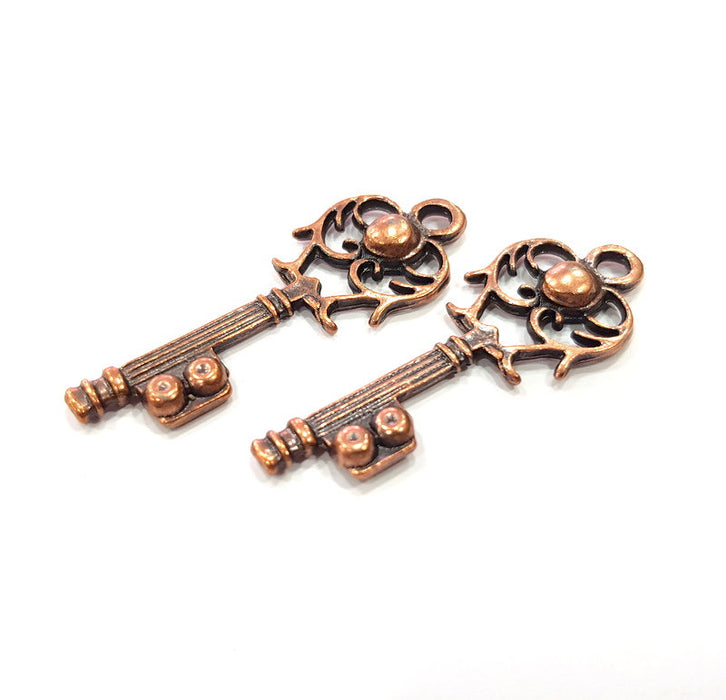 4 Key Charm Antique Copper Charm Antique Copper Plated Metal (45x16mm) G15739