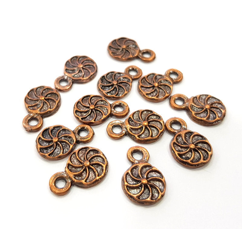 20 Antique Copper Charm Antique Copper Plated Metal (9mm) G15743