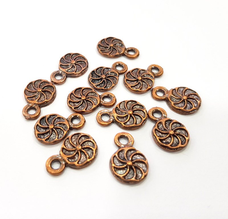 20 Antique Copper Charm Antique Copper Plated Metal (9mm) G15743